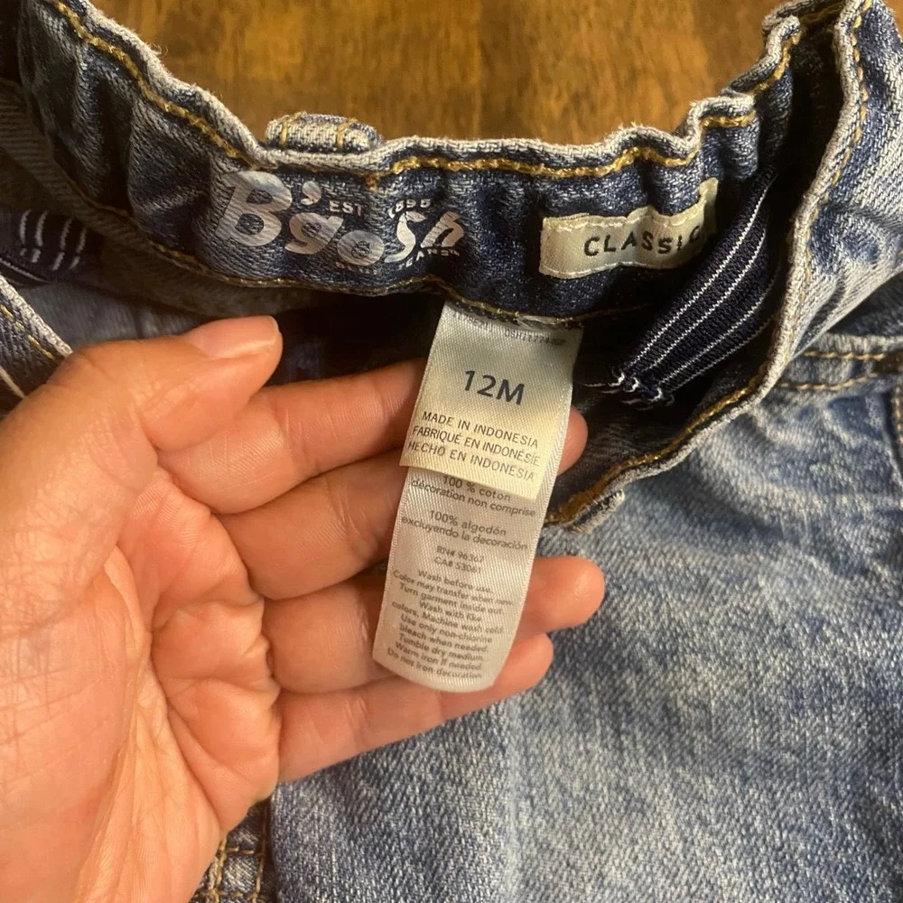 OshKosh B'gosh dark wash denim‎ elastic waist classic baby denim jeans SIZE 12M